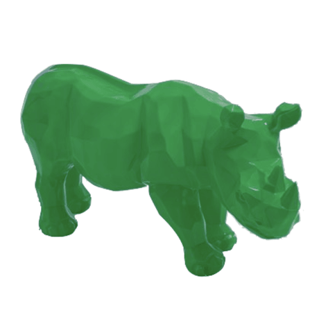 Statue Rhinoceros Origami Animaux Resine - 100cm - Vert - ANIMAUX-RESINE.FR