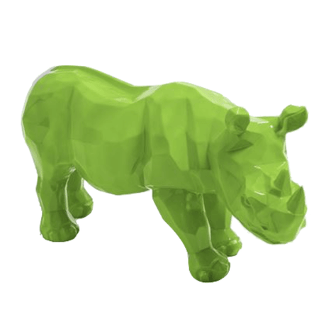 Statue Rhinoceros Origami Animaux Resine - 100cm - Vert Pomme - ANIMAUX-RESINE.FR (8905269641556)