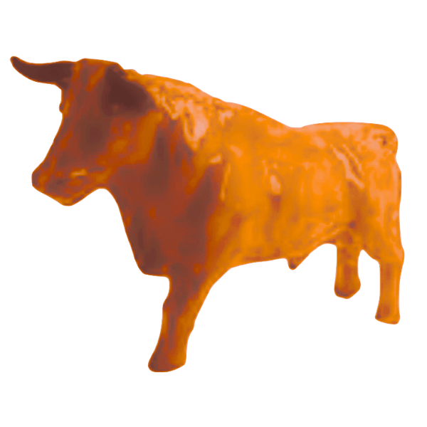 Statue Taureau Animaux Resine - 100cm - Orange - ANIMAUX-RESINE.FR