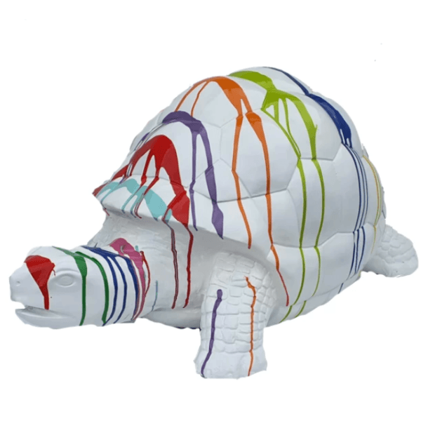 Statue Tortue Animaux Resine - 110cm - Multi Coulure Blanc - ANIMAUX-RESINE.FR