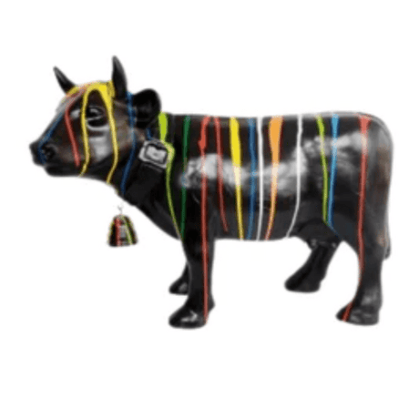 Statue Vache Animaux Resine - 110cm - Multi Coulure Noir - ANIMAUX-RESINE.FR