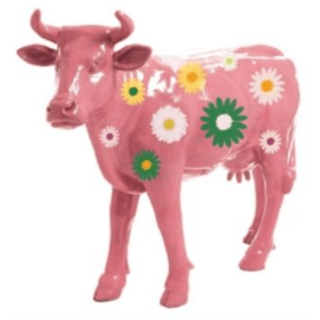 Statue Vache Animaux Resine - 140cm - Rose Fleuri - ANIMAUX-RESINE.FR (8905316729172)