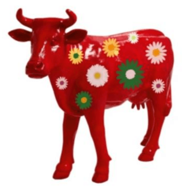 Statue Vache Animaux Resine - 140cm - Rouge Fleuri - ANIMAUX-RESINE.FR (8905316630868)