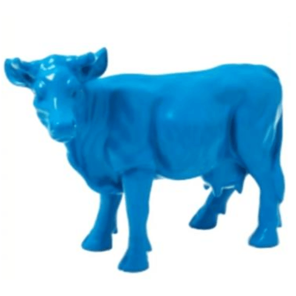 Statue Vache Animaux Resine - 50cm - Bleu Ciel - ANIMAUX-RESINE.FR