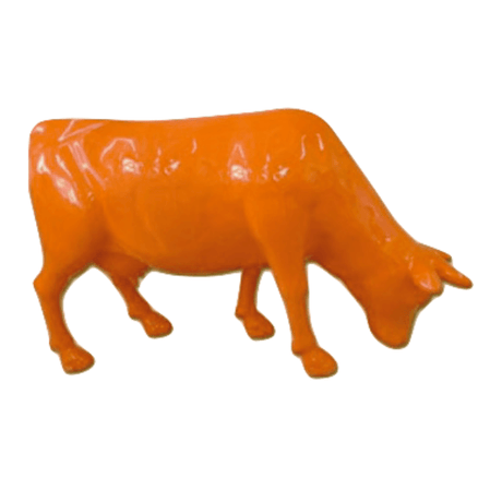 Statue Vache Tête Basse Animaux Resine - 225cm - Orange - ANIMAUX-RESINE.FR (8905308963156)