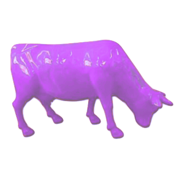 Statue Vache Tête Basse Animaux Resine - 225cm - Violet - ANIMAUX-RESINE.FR